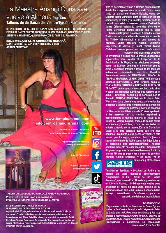 revista Mirasalud de Almería edición Julio con la Maestra Anandi Christavé