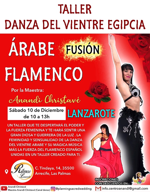 Taller de Danza Árabe Flamenco Fusión por la Maestra Anandi Christavé en Lanzarote