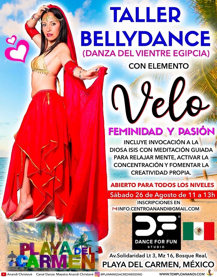 Taller de Danza del Vientre con velo por la Maestra Anandi Christavé en Dance for Fun México